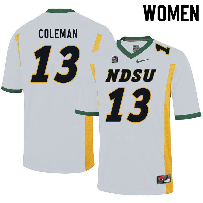 Women #13 Anthony Coleman North Dakota State Bison College Football Jerseys Sale-White